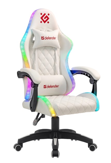 Кресло игровое Defender Energy, RGB, белый