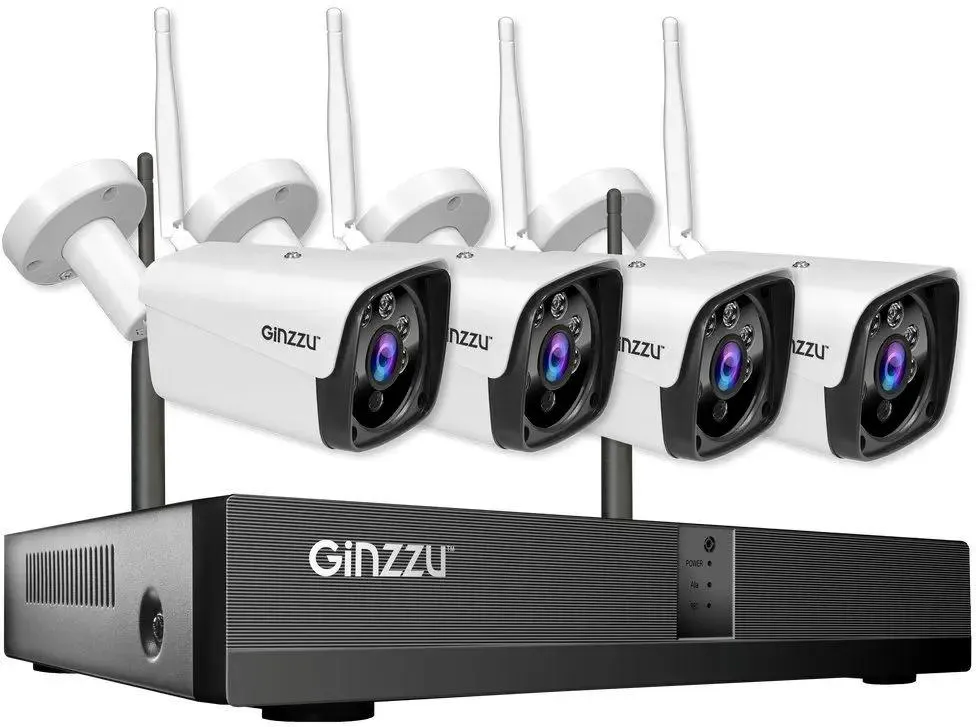 WiFi Комплект видеонаблюдения Ginzzu HK-8402W, 4ch, 5Mp, HDMI, 4 улич. кам. 5.0Mp, IR30м
