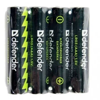 Батарейка Defender алкалиновая LR03-4F AAA, в пленке 4шт