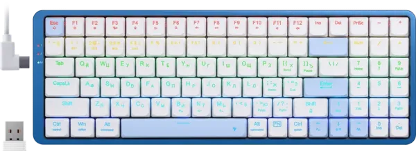 Клавиатура беспроводная механическая Redragon Eva Pro RU, RGB, BT+2.4G, белый/синий