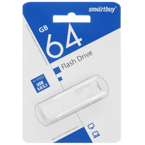 Флеш накопитель 64Gb USB 3.0 SmartBuy CLUE White (SB64GBCLU-W3)