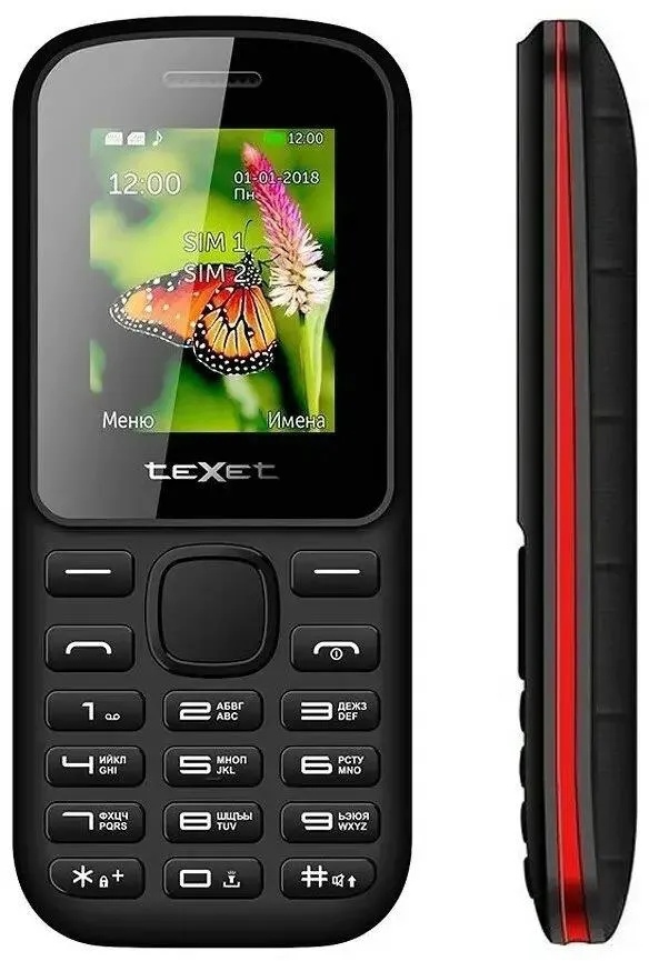 Мобильный телефон teXet TM-130, черный-красный