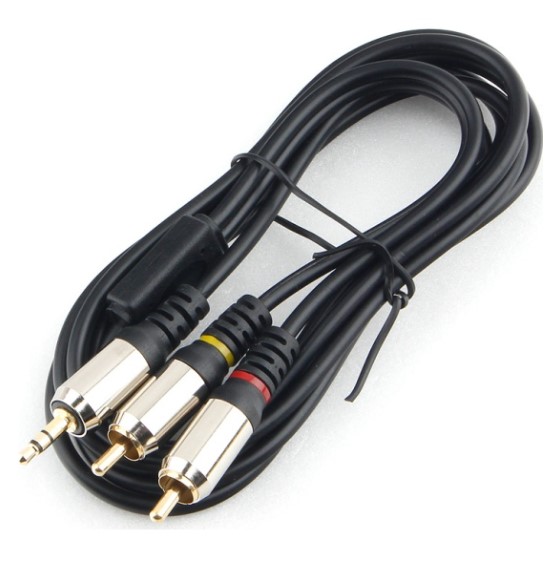 Кабель Audio 3.5мм/2*RCA Male-Male 1.5м Cablexpert CCAB-02-35M2RM-1.5MB PRO-серия, черный