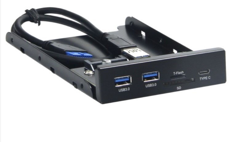 Планка USB 3.0 на переднюю панель 3.5" Gembird, FP3.5-USB3-2A1C-CR, 2xUSB-A 3.0 + Type-C + SD + TF