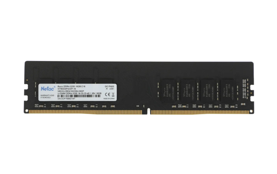 Модуль памяти DDR4 16Gb PC25600 3200MHz Netac NTBSD4P32SP-16