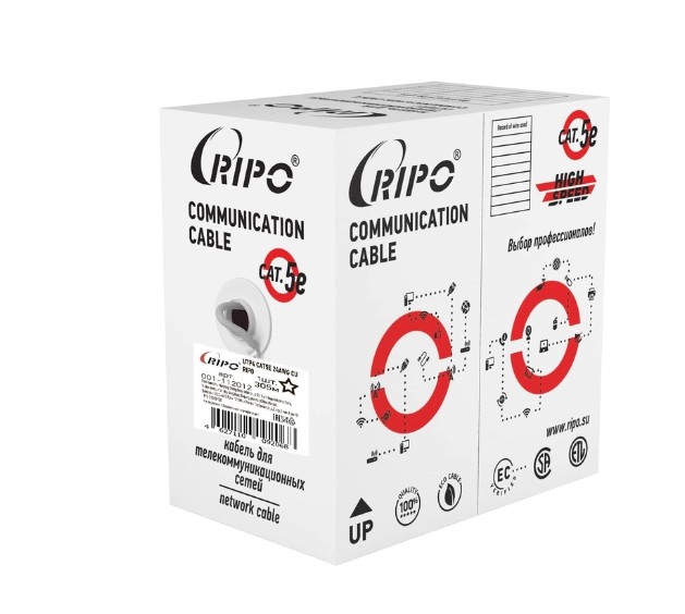 Кабель внешний витая пара Бухта 305м Ripo UTP4CAT5E 24AWG на тросу, медь 001-112018