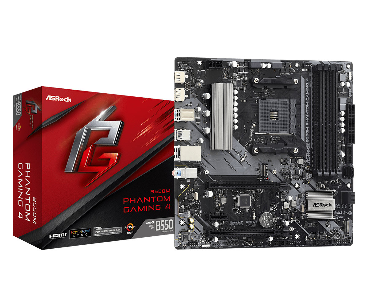 Материнская плата Socket AM4 ASRock B550M Phantom Gaming 4