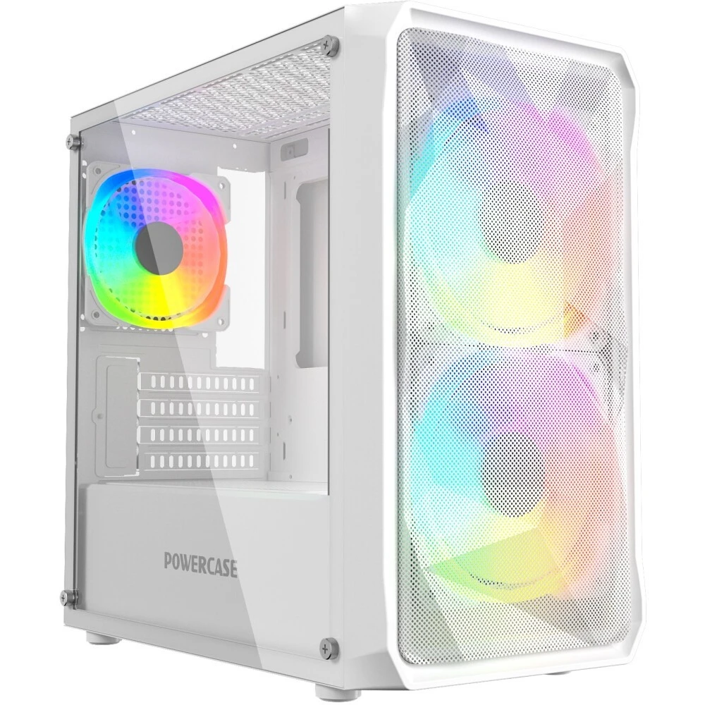 Корпус mATX без БП Powercase Micro A3W ARGB (CMMAW-A3) белый