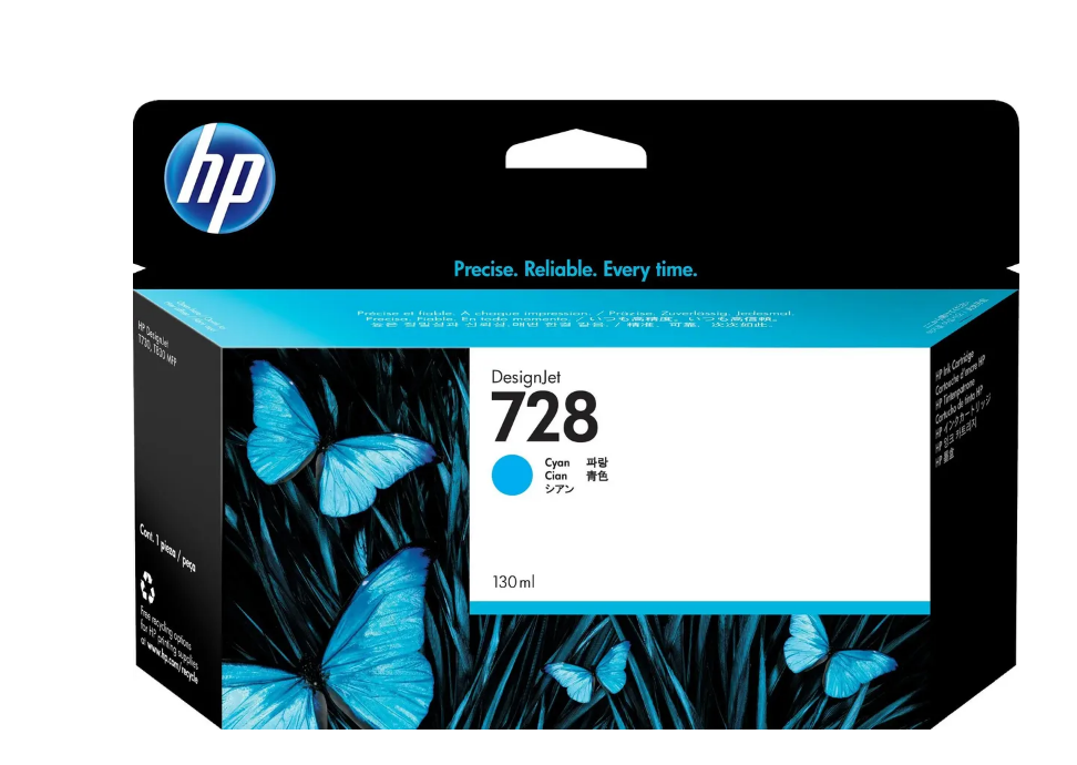 Картридж струйный оригинальный HP 728 F9J67A голубой (130мл)