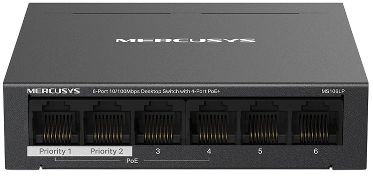 Коммутатор Mercusys MS106LP 6port, неуправляемый, PoE