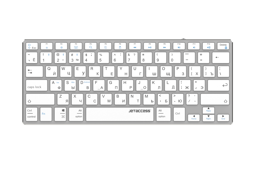 Клавиатура беспроводная JETACCESS SLIM LINE K2 BT серебристый