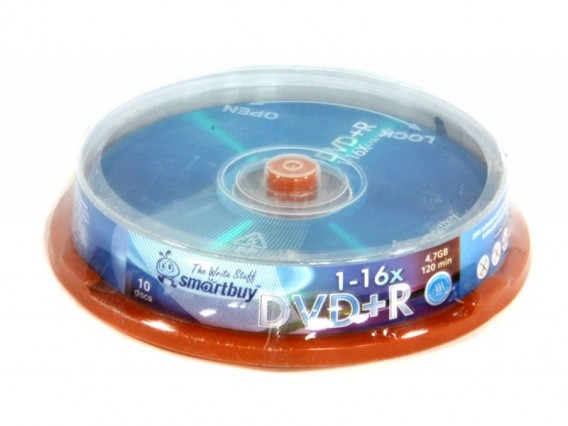Оптический диск DVD+R Smartbuy CB-10, 4,7GB 16x (10шт)