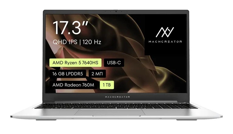 Ноутбук Machcreator Genesis R17 (JJ00G400HRU) 17.3", IPS, Ryzen 5-7640HS/16/1000, серебристый