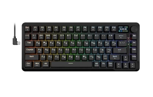Клавиатура беспроводная механическая Redragon Flekact Pro RU, RGB, BT+2.4G, LCD дисплей, черный