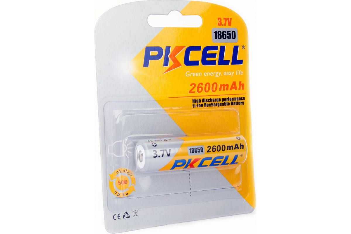 Литий-ионный аккумулятор PKCELL 18650 2600-1B тип - 18650 1 шт в блистере, без защиты