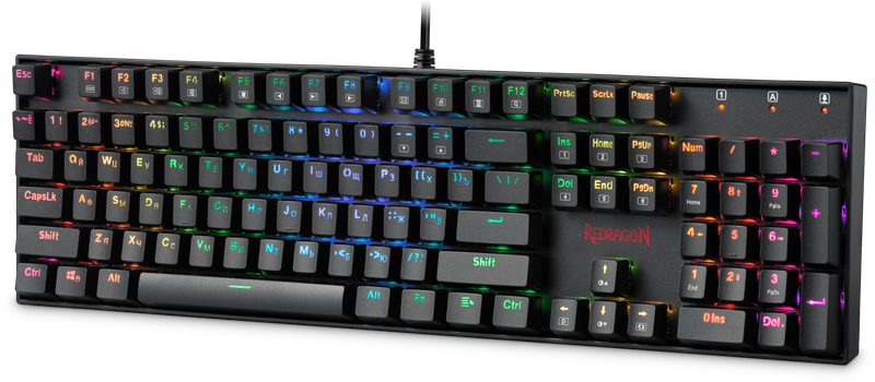 Клавиатура механическая Redragon Mitra RU, RGB, черный (Blue switches, 75015)