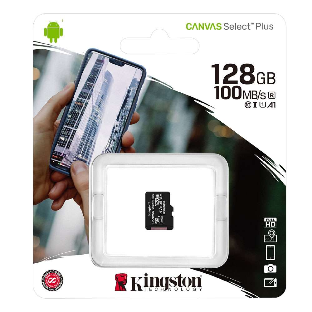 Карта памяти MicroSDXC UHS-I Card 128Gb Kingston Canvas Select Plus (SDCS2/128GBSP)