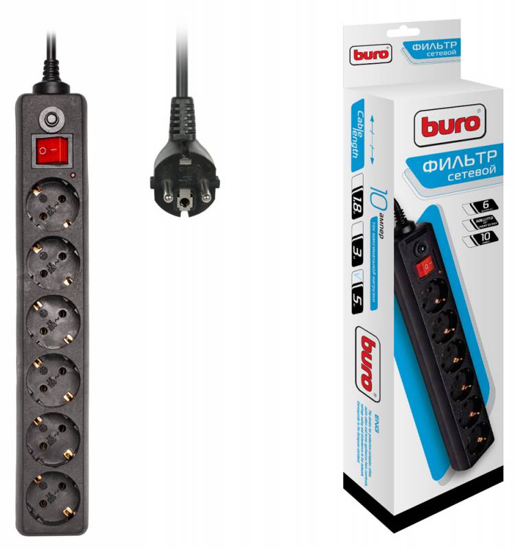 Сетевой фильтр Buro 600SH-5-B 5м
