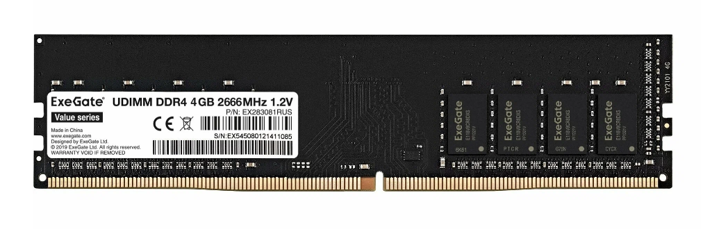 Модуль памяти DDR4 4Gb PC21300 2666MHz EXEGATE EX283081RUS