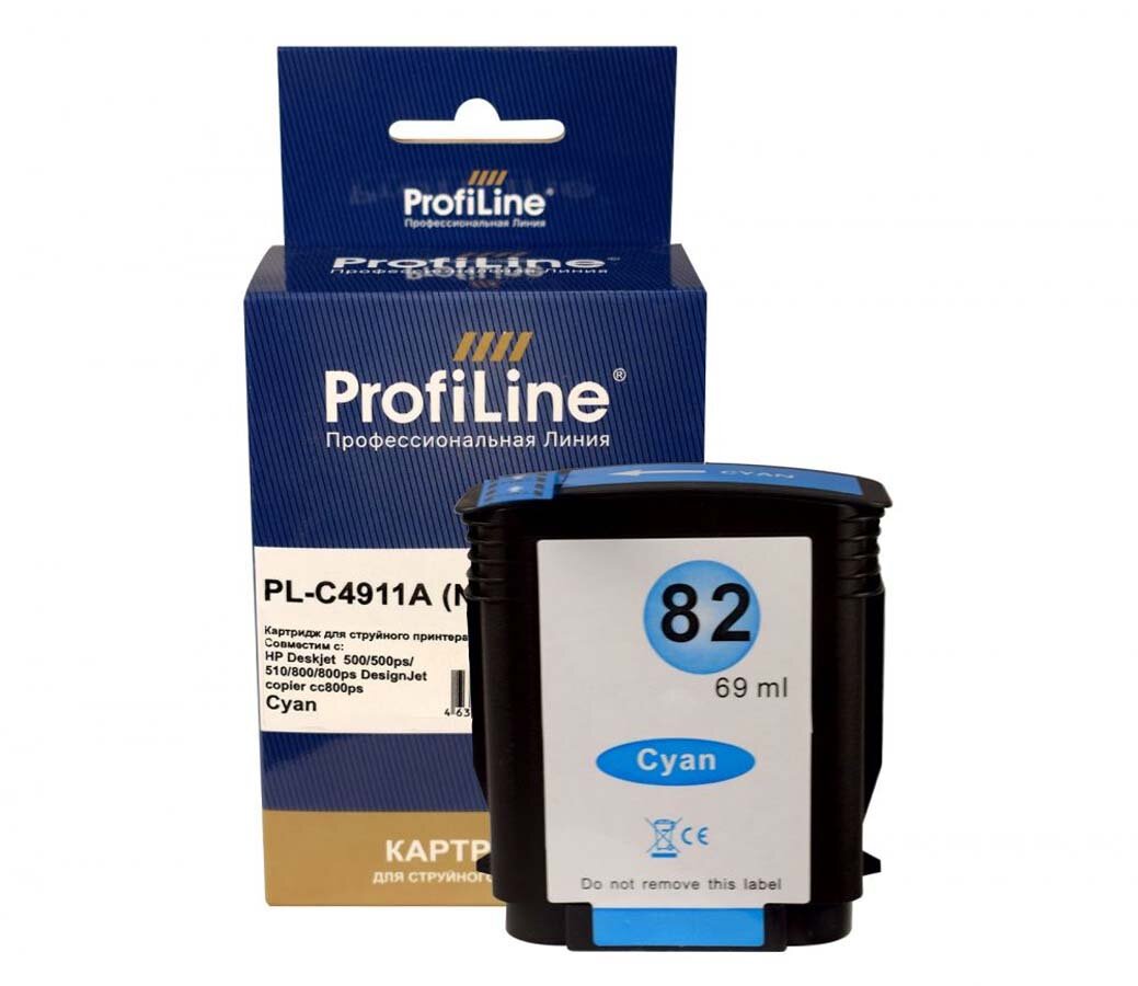 Картридж 82 для HP Deskjet 500/500ps/510/800/800ps(24/42in), ProfiLine, Cyan PL-C4911A