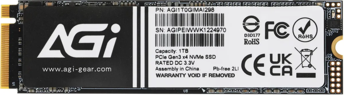 Накопитель SSD M.2 NVMe 1TB AGI AI298 (AGI1T0GIMAI298-CB)