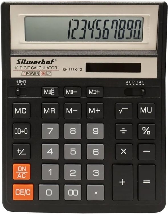 Калькулятор Silwerhof SH-888X-12 настол. 12 рaзр. Черный (20,4*15,8 см)