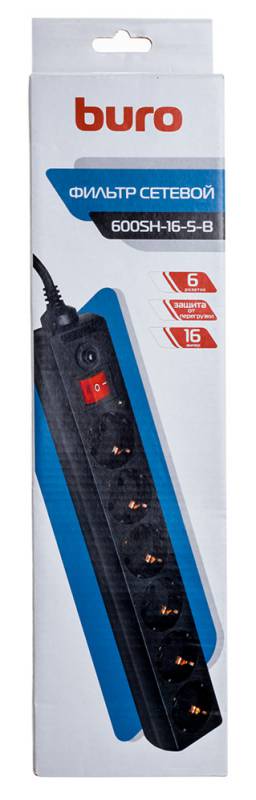 Сетевой фильтр Buro 600SH-16-5-B 5m