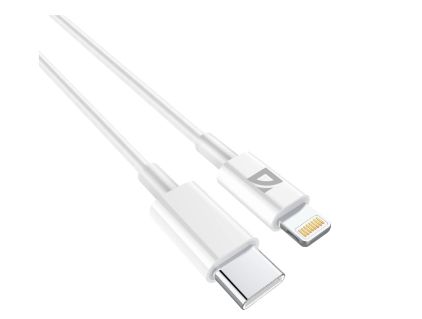 Кабель Type-C - Lightning, Defender F182, 2.1А, 2м, белый