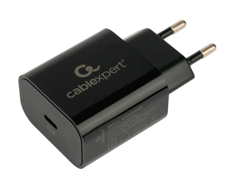 Универсальное СЗУ Cablexpert MP3A-PC-45 (20Вт, 1 Type-C, 3А), QC3.0/PD, черный