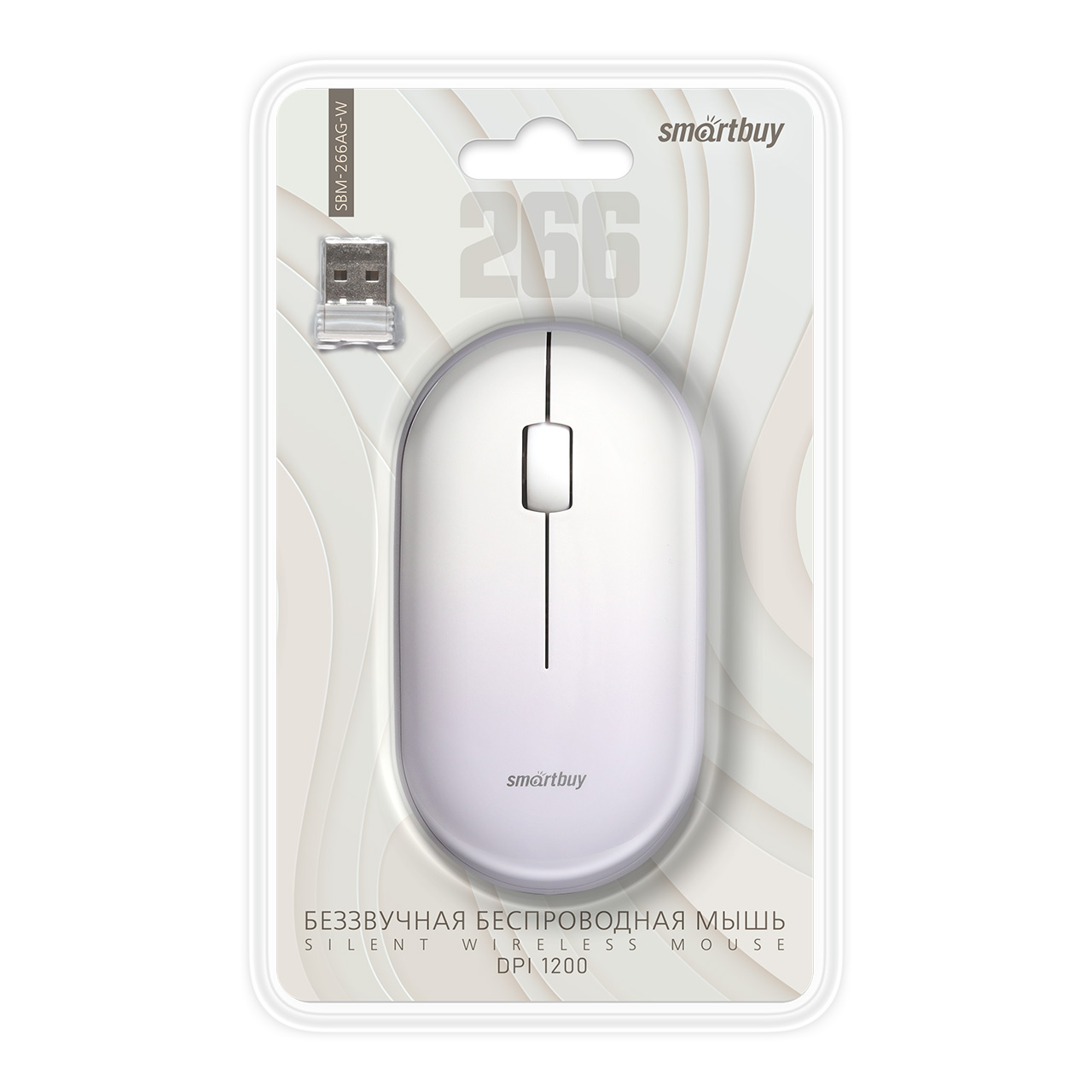 Мышь беспроводная Smartbuy 266AG, USB, белый