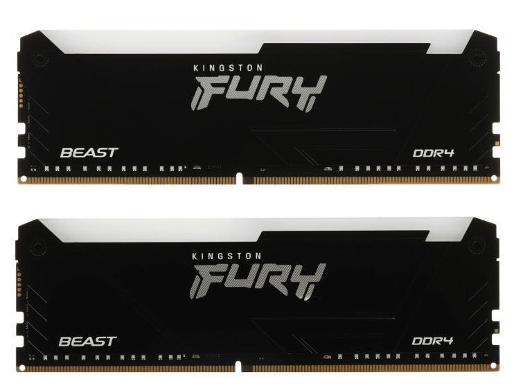 Комплект модулей памяти DDR4 2x8Gb PC4-25600 3200MHz Kingston Fury Beast RGB (KF432C16BB2AK2/16WP)