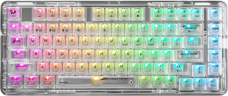 Клавиатура беспроводная механическая Redragon Elf Pro, RGB, BT+2.4G, белый