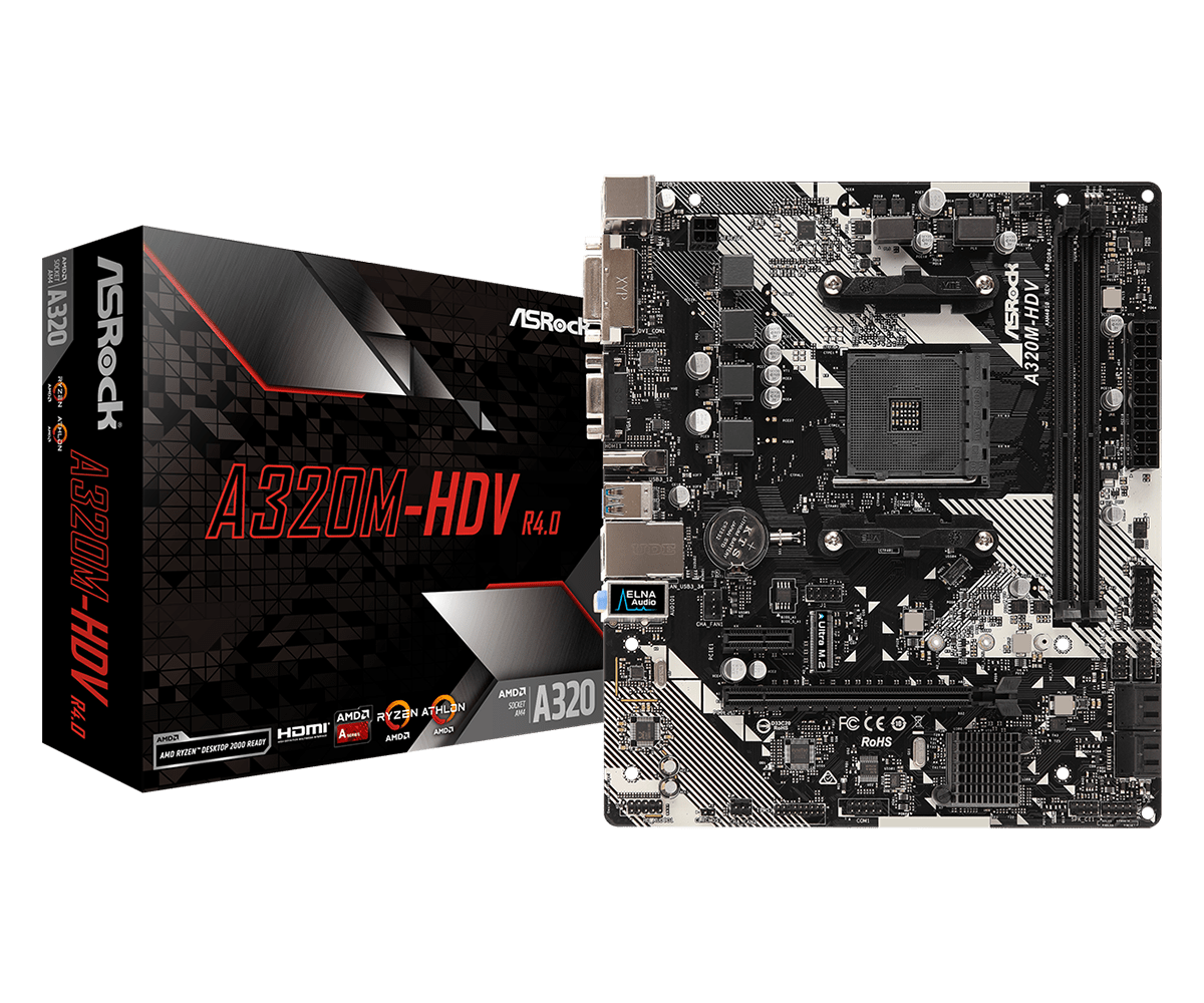 Материнская плата Socket AM4 ASRock A320M-HDV R4.0