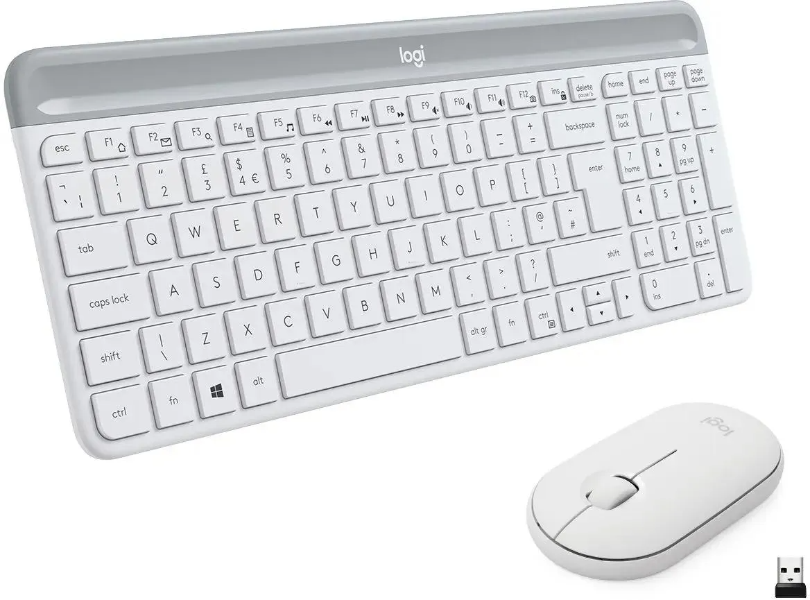 Беспроводной набор клавиатура + мышь Logitech Slim Combo MK470 белый/серый (920-009207)