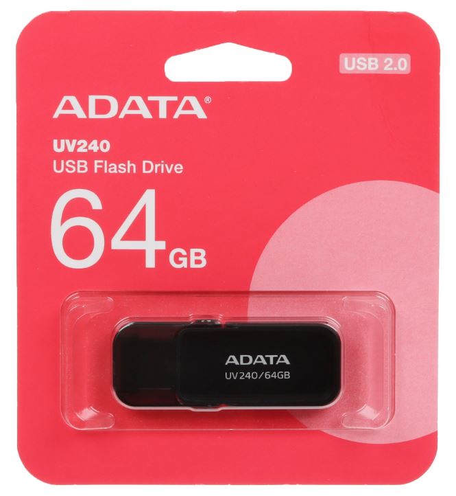Флеш накопитель 64Gb USB 2.0 AData AUV250 AUV250-64G-RBK серебристый