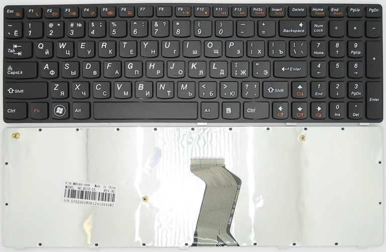 Клавиатура для ноутбука Lenovo Z570,B570,B590,V570,V580,V580c,Z575,черная с рамкой гор.Enter