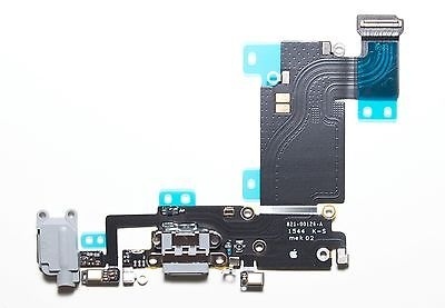 Шлейф для iPhone 6 Plus + разъем зарядки + разъем гарнитуры + микрофон (серый)