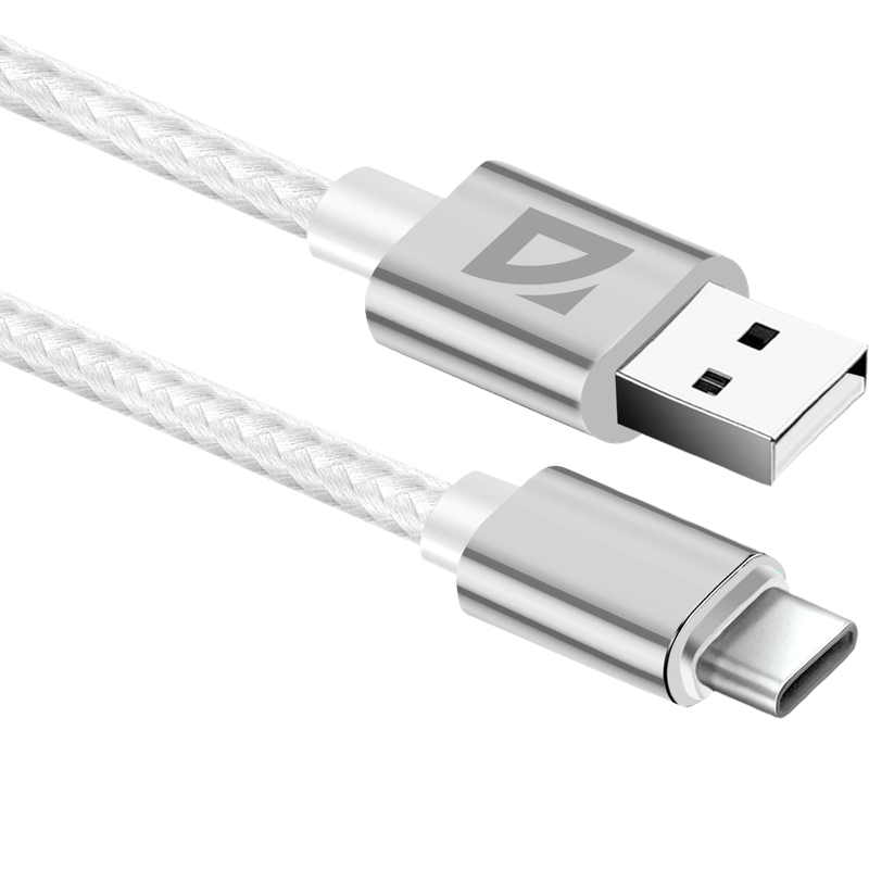 Кабель USB Type-C F85, 1m, DEFENDER, white