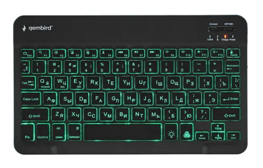 Клавиатура беспроводная Gembird KBW-4N, Bluetooth, подсветка 7 цветов, черный