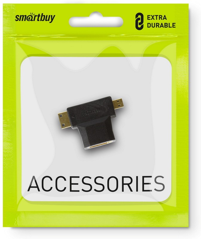 Переходник HDMI (Female) - miniHDMI (Male) - microHDMI (Male), Smartbuy (A119)/50