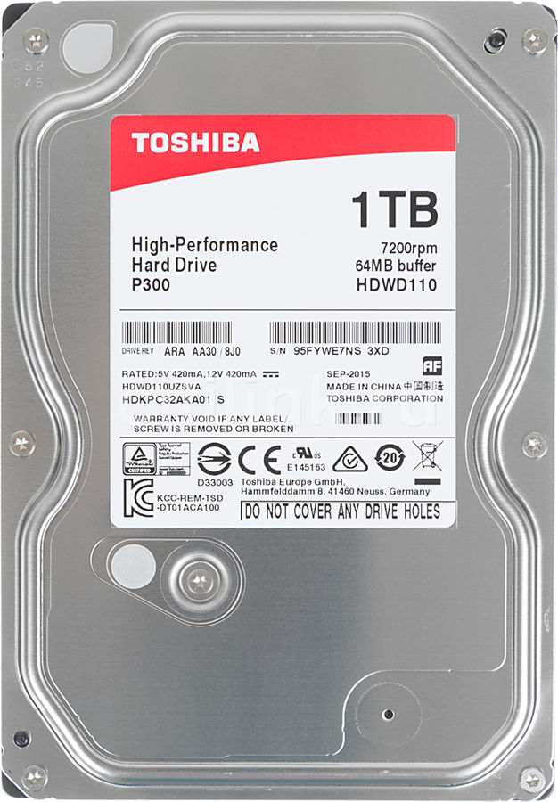 Жесткий диск 3.5" 1000Gb Toshiba P300 (HDWD110UZSVA)