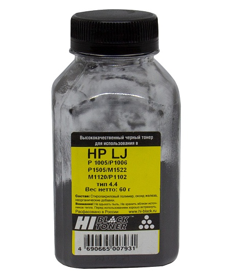 Тонер B&W Premium для HP LJ P1005/P1006/P1100/P1102/P1505/P1566, черный 120гр, HPR-005-120