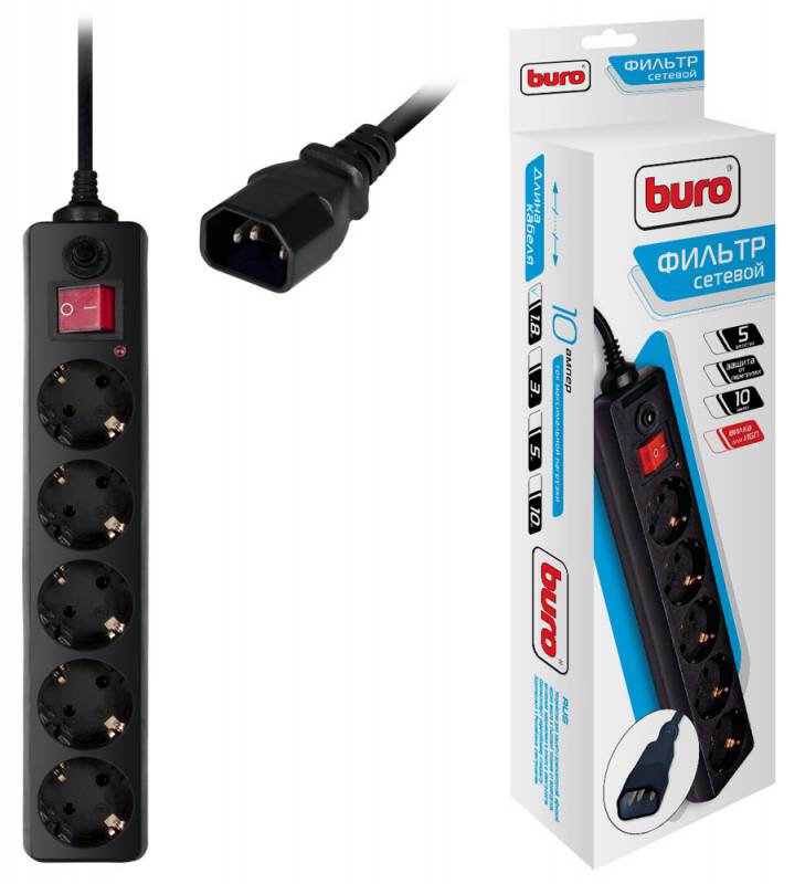 Сетевой фильтр для ИБП Buro 500SH-1.8-UPS-B 1.8м