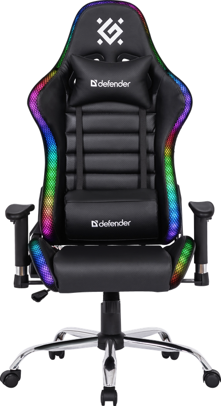 Кресло игровое Defender Ultimate, RGB-подсветка, черный
