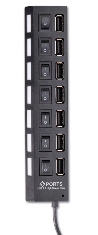 USB-концентратор Smartbuy SBHA-7207-B (7 портов USB 2.0, с выключателями портов), черный