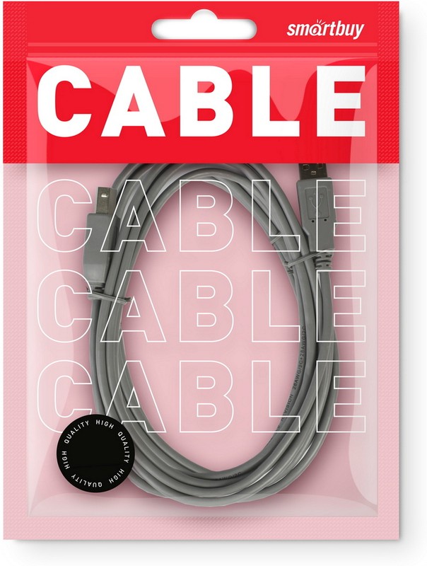 Кабель AM-BM 3m, USB 2.0, Smartbuy K-545-125