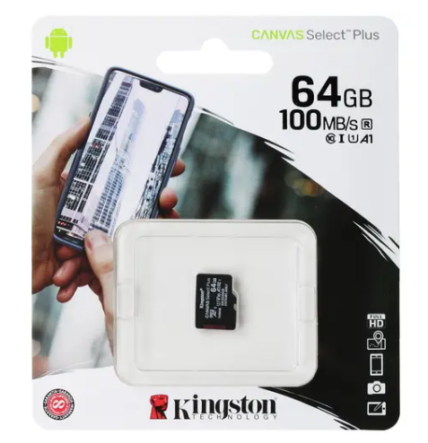 Карта памяти MicroSDXC UHS-I Card 64Gb Kingston Canvas Select Plus Class10 (без адаптера)