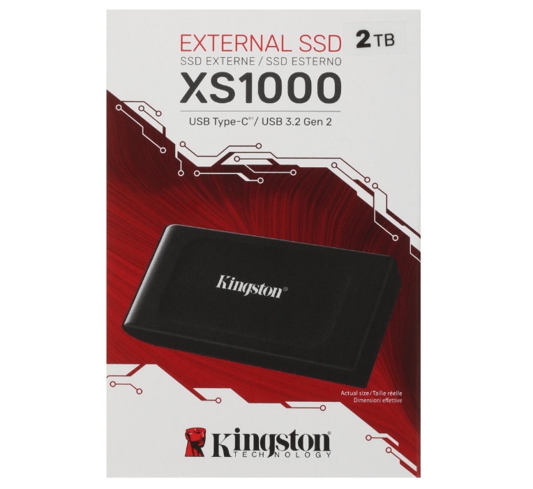 Внешний накопитель SSD 2Tb Kingston XS1000 USB 3.2 (SXS1000/2000GA), черный
