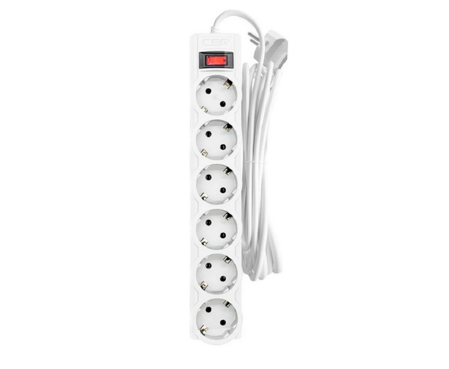 Сетевой фильтр CBR CSF 2606-5.0 White, 5м, 6 розеток, белый