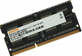 Модуль памяти SODIMM DDR3 8Gb PC12800 1600MHz Digma DGMAS31600008D